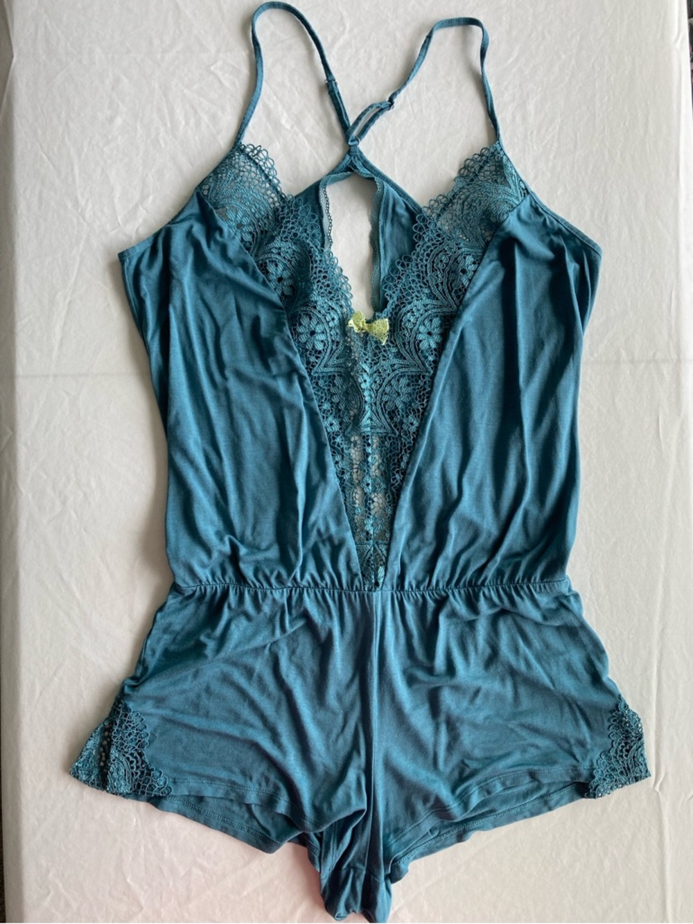 VS Supersoft Crochet-Trim Sleep Romper in French Sage XS